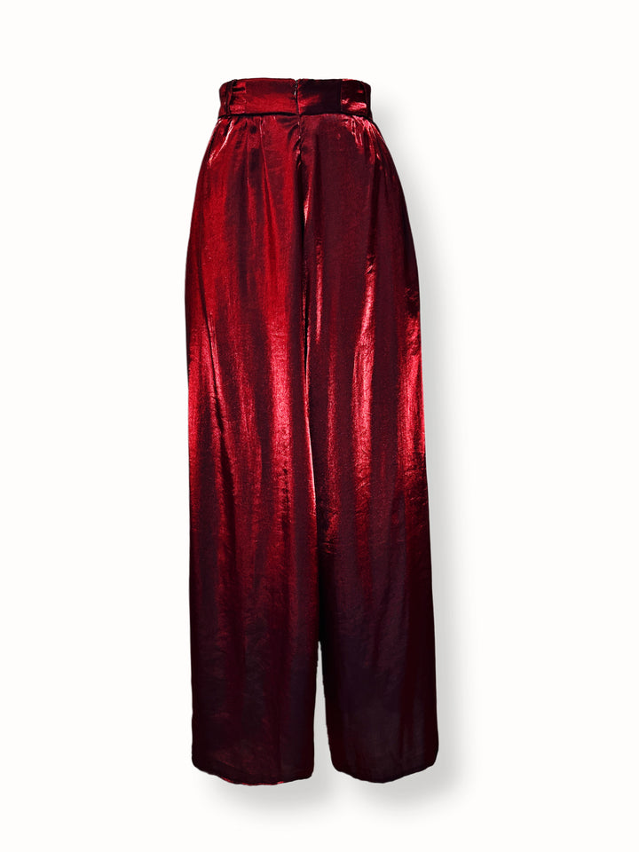 Burgundy Satin Pants