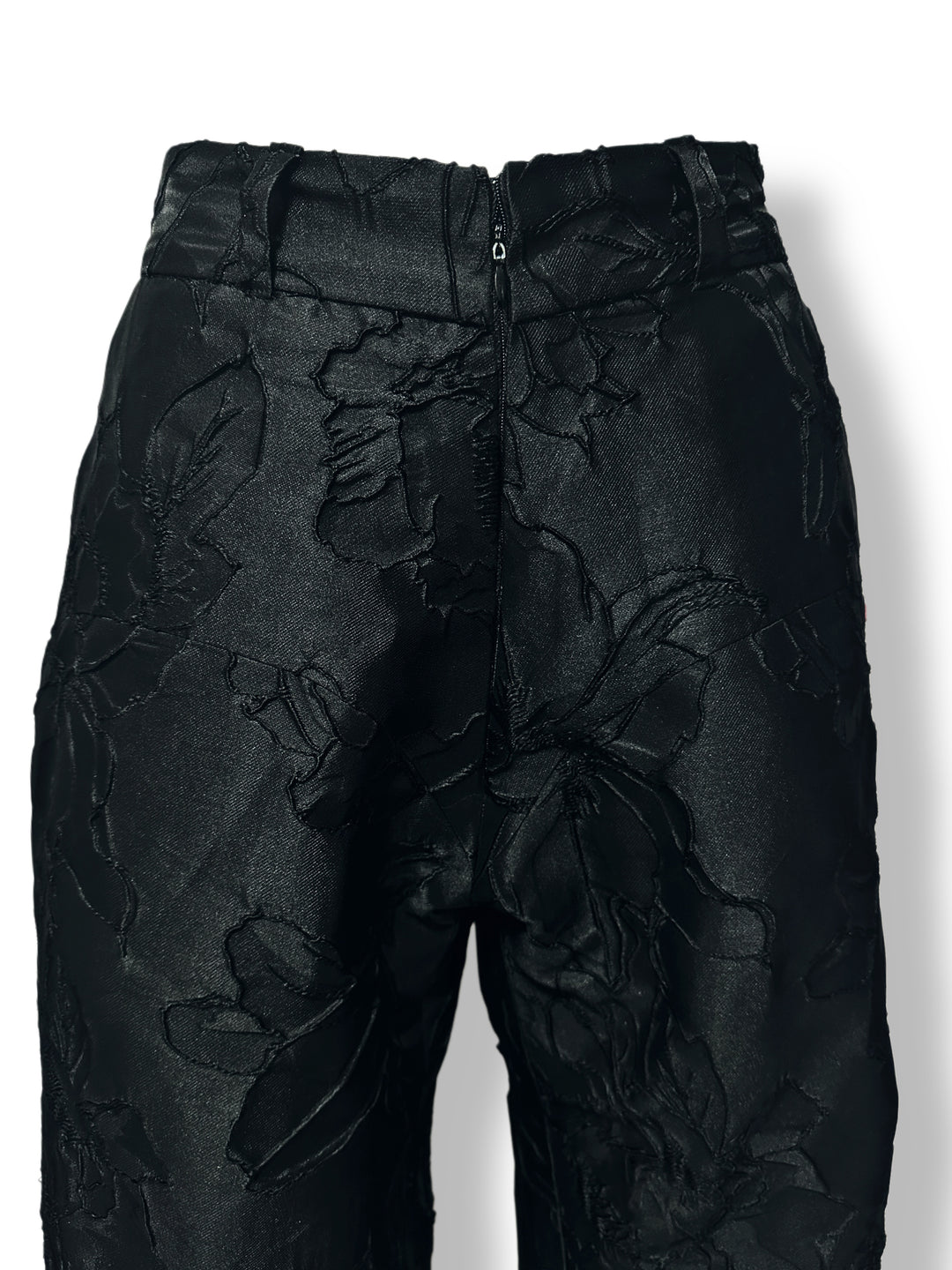 Black brocade wide-leg pants
