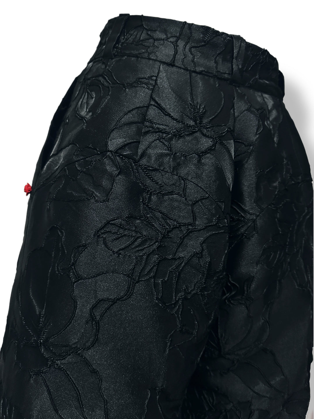 Black brocade wide-leg pants