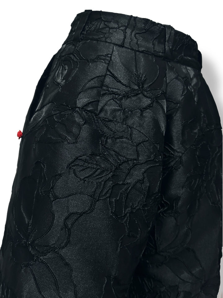 Black brocade wide-leg pants