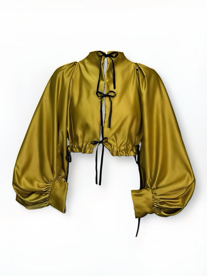 Green Silk Bomber Jacket