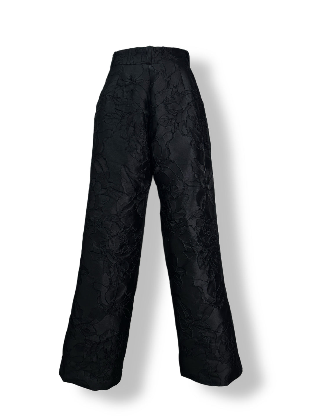 Black brocade wide-leg pants